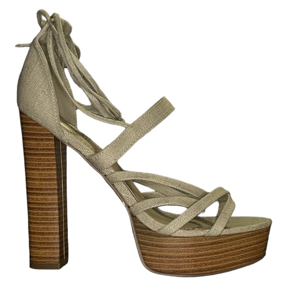 JustFab Lace Me Up Platform Sandal - Picture 1 of 8